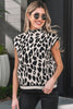 Black Leopard Print High Neck Short Sleeve Sweater