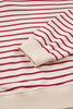 Red Stripe Cropped Collared Drop Shoulder Pullover and Bubble Mini Skirt Set