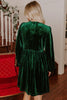 Evergreen Bowknot Decor High Waist Velvet Mini Dress