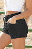 High-rise Drawstring High Waist Casual Denim Shorts with Pockets