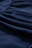 Navy Blue Plus Size Frilled Elastic Waist Lace Trim Boho Ruffled Shorts