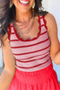 Black Striped Scalloped Edge U Neck Sleeveless Sweater Vest