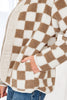 Brown Checkered Sherpa Buttoned Front Chunky Jacket