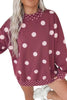 Red Polka Dot Print Contrast Detail Oversized Tunic Sweatshirt