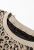 Khaki Ribbed Trim Leopard Print Long Sleeve Top