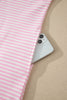 Pink Stripe Cuffed Short Sleeve Contrast Mock Neck Tee Dress