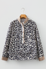 Multicolour Leopard Print Contrast Patchwork Cuffs Button Collared Top