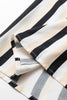 Black Stripe 3/4 Puff Sleeve Shirt Style Button Down Midi Dress