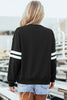 Black Varsity Striped Detail Drop Shoulder Oversized Sweatshirt