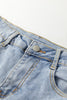 Beau Blue Mid Rise Pearl Embellished Split Wide Leg Jeans