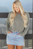 Green Bay Twist Ribbed Exposed Seam Detail Long Sleeve Loose Top