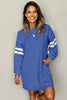 Sky Blue Varsity Contrast Banded Sleeve Shift Sweatshirt Dress