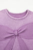 Orchid Bouquet Mineral Wash Big Bow Patchwork Pullover Sweatshirt