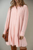 Delicacy Solid Color Flounce Hem Buttoned Turn Down Collar Dress