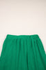 Green Solid Color Ribbed Ruffle Tank Top and Pants Set
