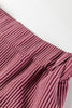 Burgundy Twisted Ribbed High Neck Loose Tee Elastic High Waist Loose Pant Set