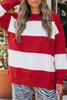Fiery Red Colorblock Drop Shoulder Baggy Sweatshirt