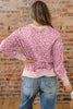 Khaki Leopard Print Patchwork Crew Neck Sweatshirt