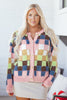 Multicolour Plush Checkered Pattern Button Front Cardigan Sweater
