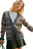 Multicolour Dotty Pattern Knit Button Front V Neck Sweater Cardigan