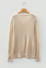 Black Solid V Neck Pointelle Knit Sleeve Patchwork Sweater