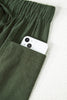 Jungle Green Drawstring Elastic Waist Patch Pocket Barrel Leg Casual Pants