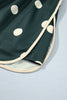 Green Polka Dot Print Color Block Trim Baggy Pullover Drawstring Skirt 2pcs Set