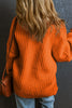 Orange Ribbed Knit Round Neck Slouchy Chunky Sweater