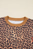 Khaki Leopard Pullover and Pants 2pcs Outfit with Bow Embroidery