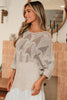 Seagrass Hollow Out Knit 7/8 Sleeve Casual Sweater