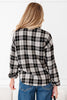 Black Plaid Print Chest Pockets Buttoned Shirt