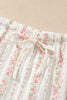 Pink Floral Print Long Sleeve Button Front Shirt Pajama Pant Set