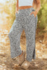 Gray Leopard High Waist Side Bow Straight Leg