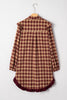 Red Plaid Print Ruffled Long Sleeve Patchwork Hem Mini Shirt Dress