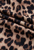 Brown Leopard Print Button Down Lace Trim Short Sleeve Shirt