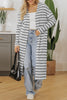 Black Stripe Print Open Front Duster Cardigan