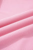 Pink Horizontal Ribbed Exposed Seam Detail Drop Shoulder Baggy Pullover