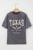 Medium Grey TEXAS Steer Head Graphic Mineral Wash Oversized T Shirt