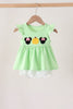 Light green character french knot ruffle bubble