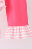 Pink Stripe Princess Embroidery Ruffle Pants Set