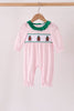 Pink Plaid Gingerbread Embroidery Ruffle Romper