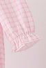 Pink Plaid Gingerbread Embroidery Ruffle Romper