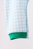 Blue Plaid Gingerbread Embroidery Romper