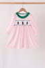 Pink Plaid Gingerbread Embroidery Ruffle Dress
