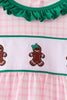Pink Plaid Gingerbread Embroidery Ruffle Dress