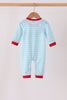 Blue Milk Santa Cookies Stripe Romper