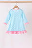Blue Milk Santa Cookies Ruffle Dress