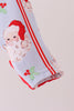 Blue santa claus bamboo zipper romper