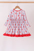 Blue santa claus bamboo ruffle dress