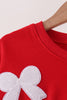 Red bow sequin mom&me top